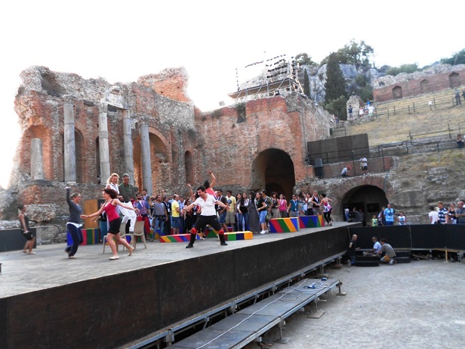Teatro Antico un momento delle prove di Pagliacci