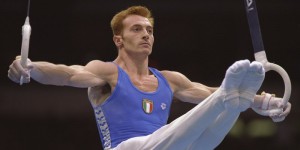 22 Jul 1996: Yuri Chechi of Italy performs on the rings during the men''s team optionals at the Georgia Dome at the Centennial Olympic Games in Altanta, Georgia.